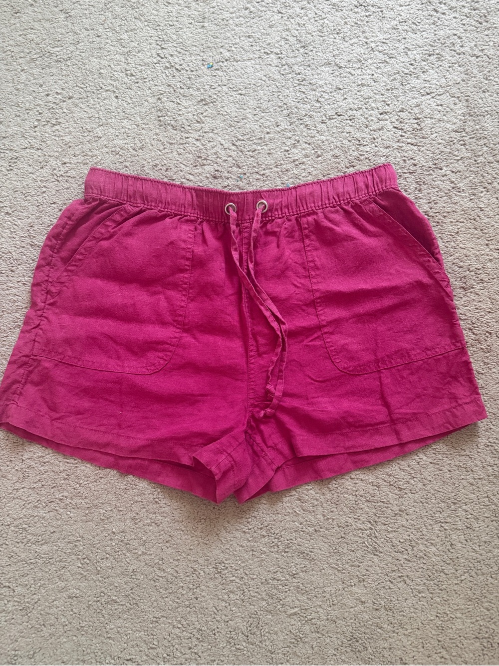 C&C California Hot Pink Linen-Blend Drawstring Shorts